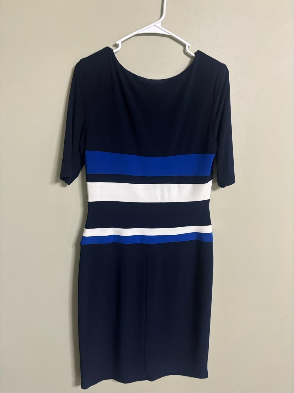 Lauren Ralph Lauren Dress Womens Size 10 Navy Blue Striped Fitted Classic Career - Picture 2 of 6